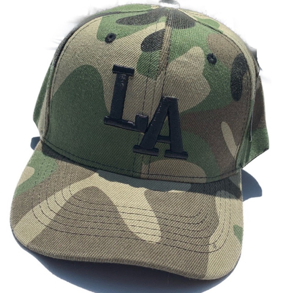 Los Angeles embroidered camouflage velcro strap baseball hat - Picture 2 of 7
